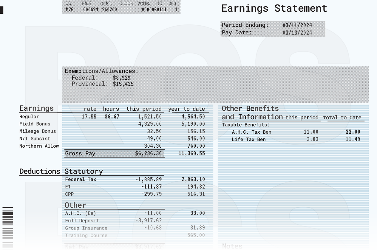 Professional Detailed pay stub template with deposit slip
